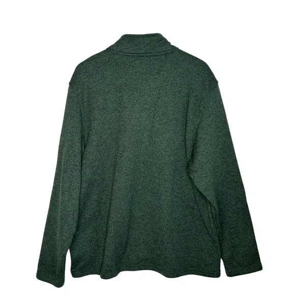IZOD Quarter Zip Fleece Sweater In Green Gables Heather - Picture 2 of 6